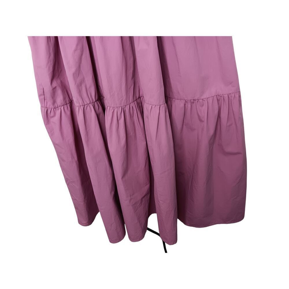 New Easel Los Angeles Tiered Midi Pink Ruffle Strap Pockets Cotton Dress S - Picture 3 of 16